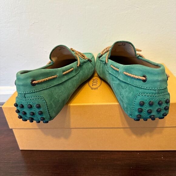 TOD’S laccetto Green Suede Men's driving slip-on Loafers size US 5,5, EU38 new - Picture 4 of 12